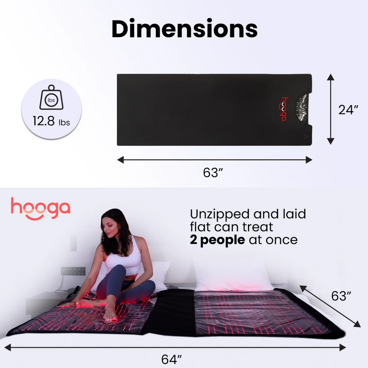 Dimensions of Hooga Red Light Therapy Full Body Pod Standard version.