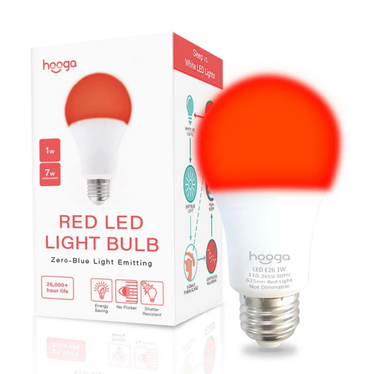 Hooga Red Sleep Light Bulb 1W Single.