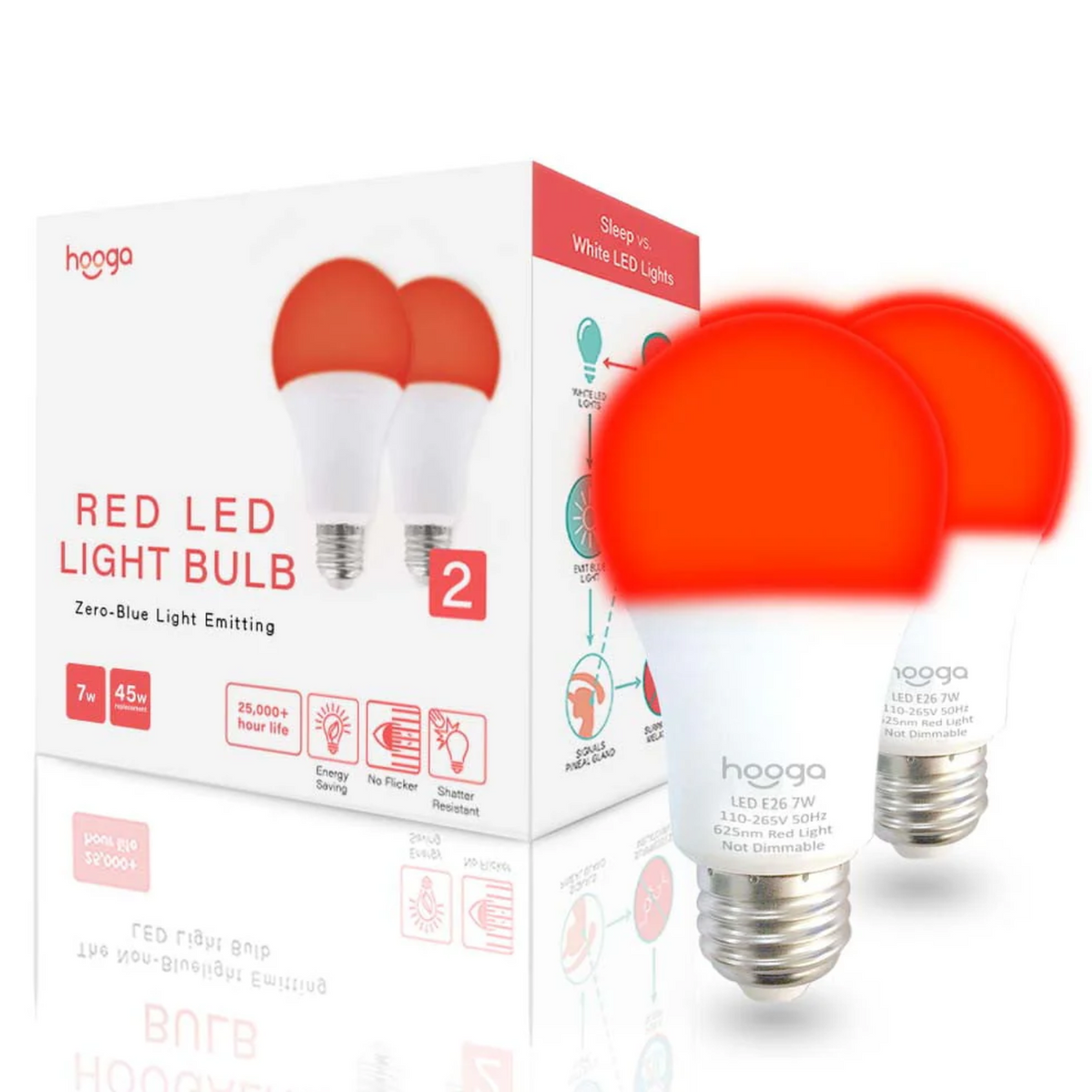 Hooga Red Sleep Light Bulb 7W 2-Pack.