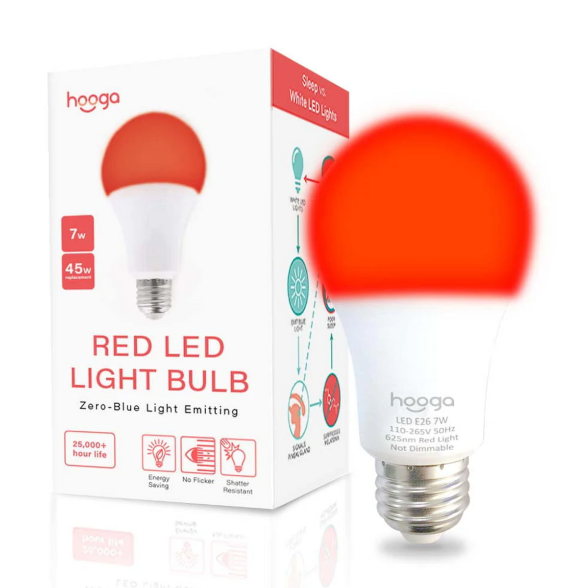 Hooga Red Sleep Light Bulb 7W Single.