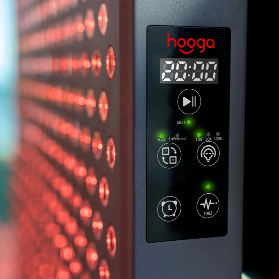 Close-up view of the details of Hooga ULTRA750 Red Light Therapy Panel.