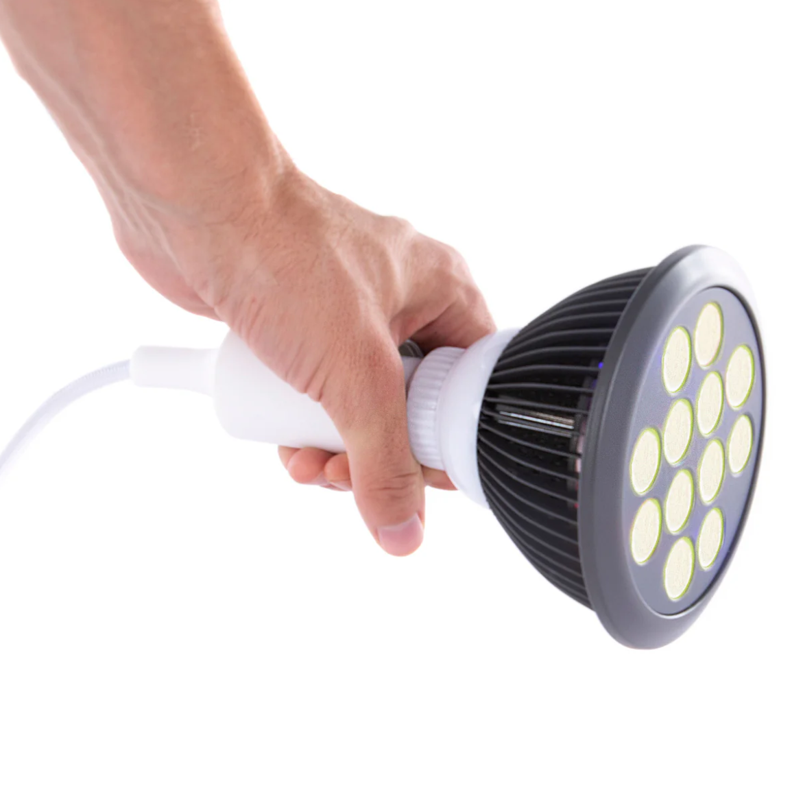 A man holding a Hooga Yellow LED Light Therapy.