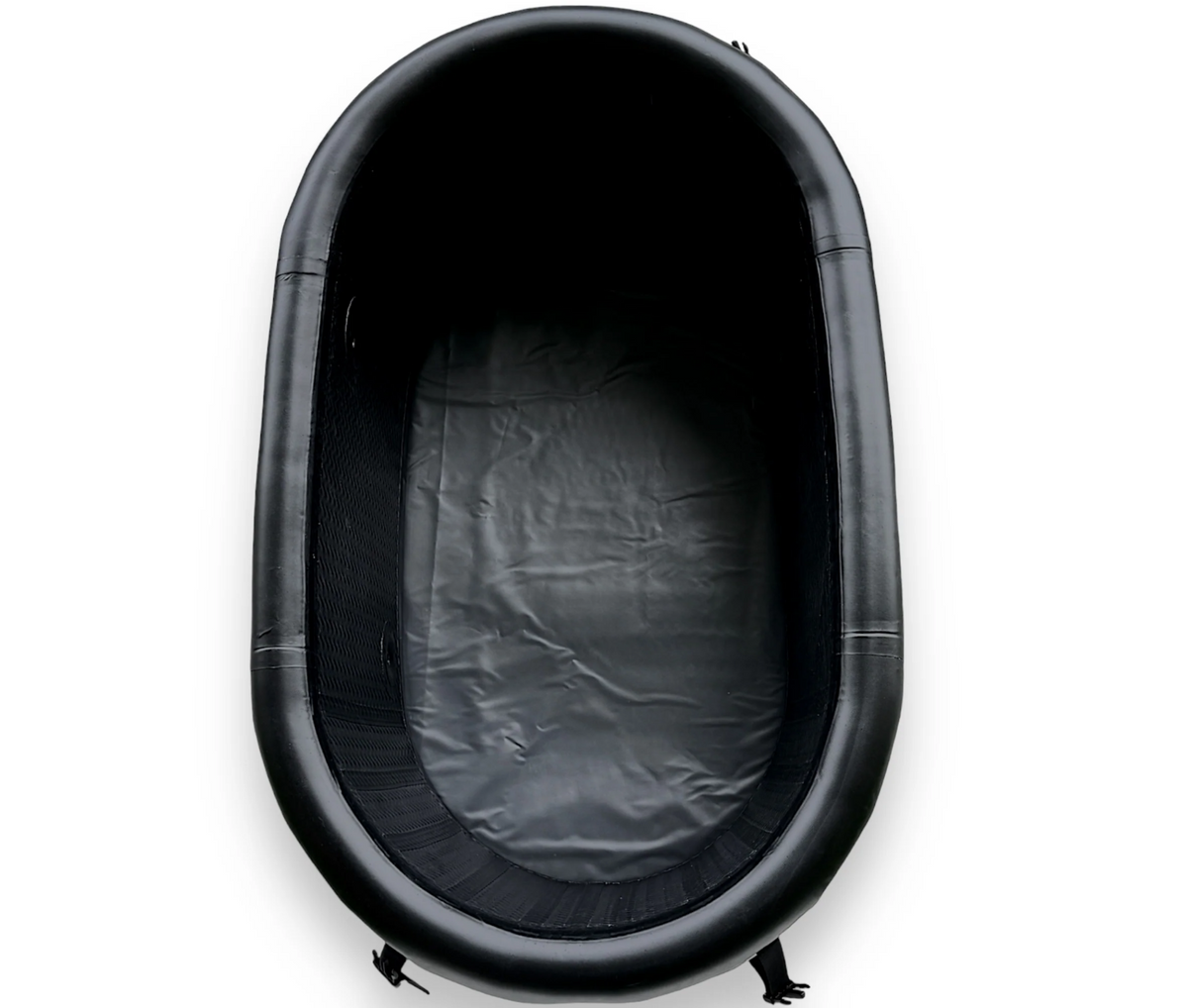 Inside view of the Black version of the Kalm Inflatable Cold Plunge Tub.