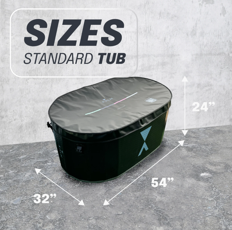 Dimensions of the Standard version of the Kalm Inflatable Cold Plunge.