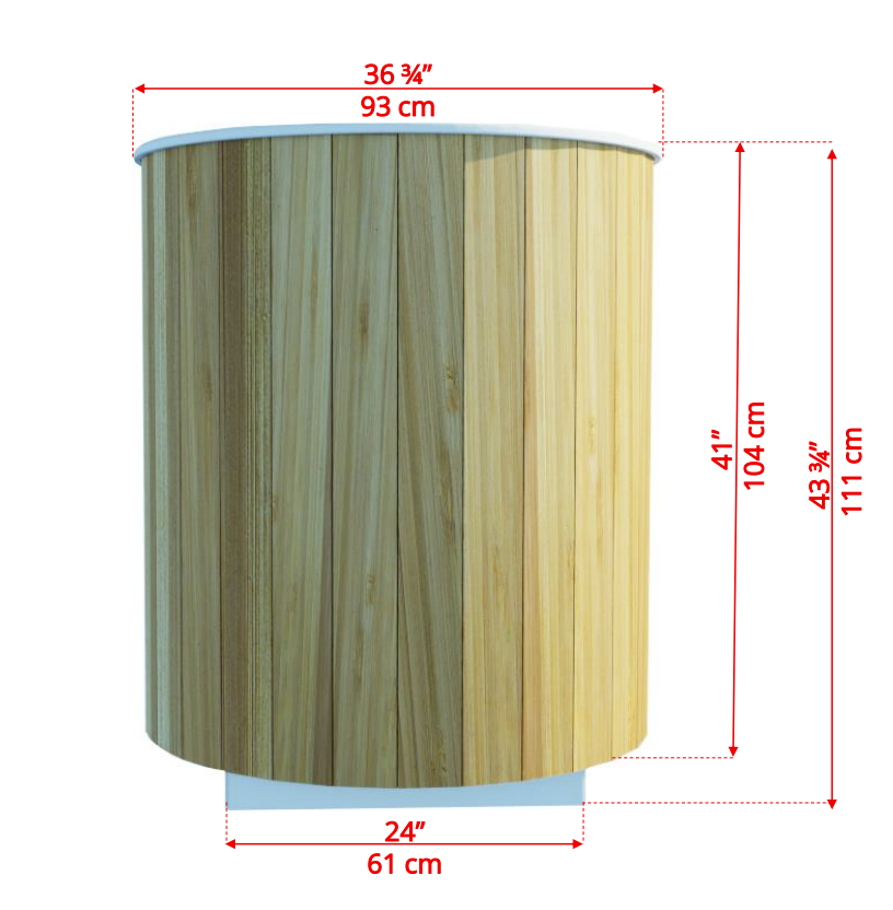 Front view dimensions of Leisurecraft Canadian Timber Baltic Cold Plunge.