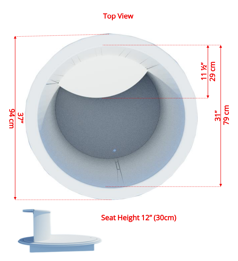 Base view dimensions of Leisurecraft Canadian Timber Baltic Cold Plunge.