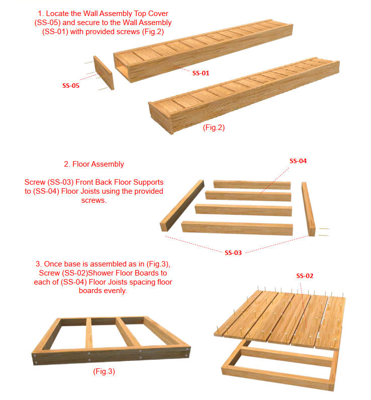 Assembly instructions of Leisurecraft Canadian Timber Sierra Outdoor Shower.