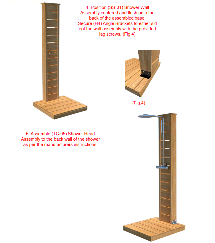 Assembly instructions of Leisurecraft Canadian Timber Sierra Outdoor Shower.