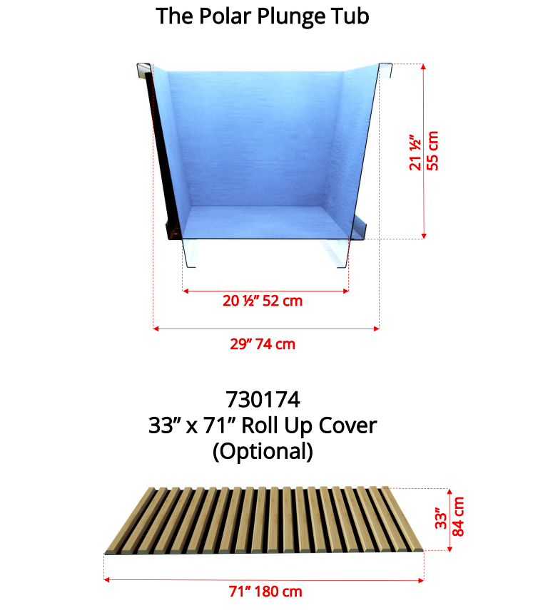 Dimensions and capacity of Leisurecraft Canadian Timber Polar Cold Plunge Tub.