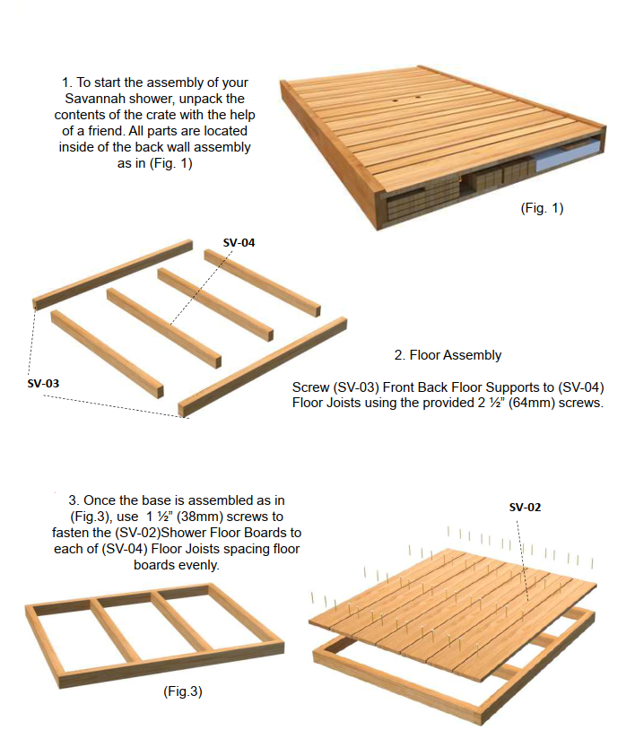 Assembly instructions of Leisurecraft Canadian Timber Savannah Outdoor Shower.