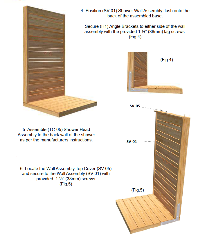 Assembly instructions of Leisurecraft Canadian Timber Savannah Outdoor Shower.