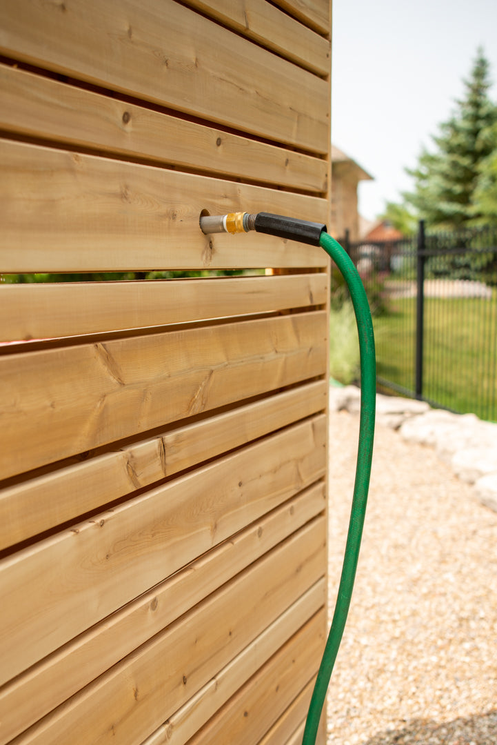 Water connection of Leisurecraft Canadian Timber Savannah Outdoor Shower.