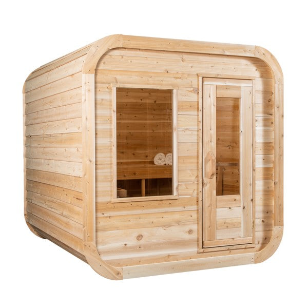 Main view of Leisurecraft Canadian Timber Luna Outdoor Sauna.