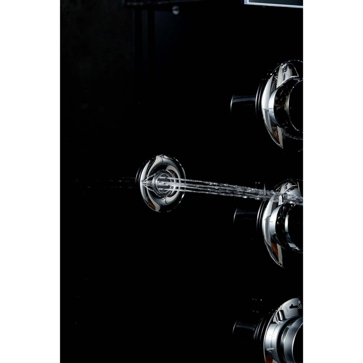 Massage jets of Maya Bath Platinum Arezzo Steam Shower black version.