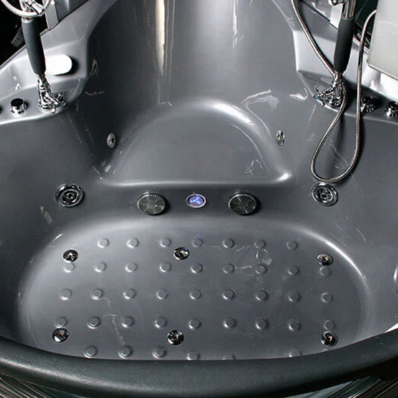 Closeup view of the floor of Maya Bath Valencia Steam Shower gray version.