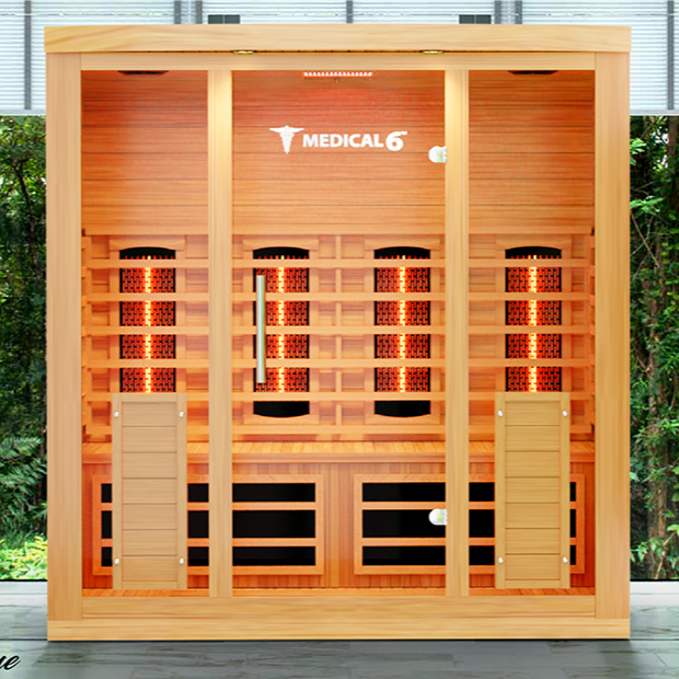 Medical Sauna Medical 6 Infrared Sauna 4 People in an outdoor setting.