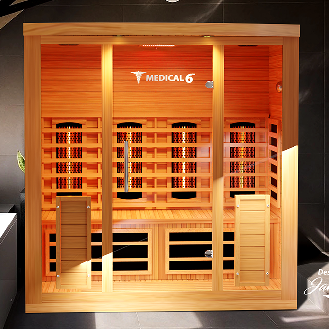 Medical Sauna Medical 6 Infrared Sauna 4 People in an indoor setting.