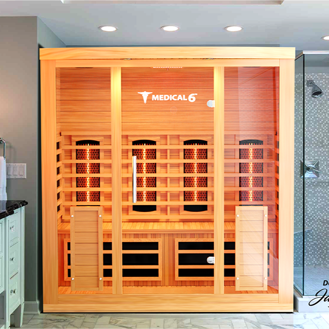 Medical Sauna Medical 6 Infrared Sauna 4 People in an indoor setting.