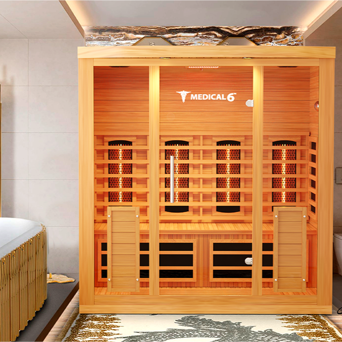 Medical Sauna Medical 6 Infrared Sauna 4 People in an indoor setting.