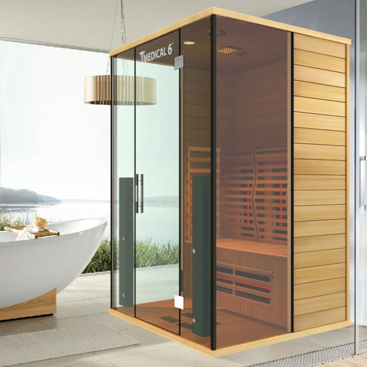 Medical Sauna Medical 6 Ultra Full Spectrum Infrared Sauna 2 People in an interior setting.