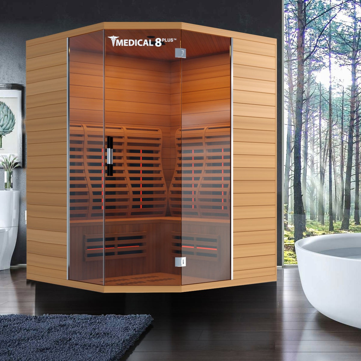 Medical Sauna Medical 8 Plus Ultra Full Spectrum Infrared Sauna 3-4 People installed in a spa.