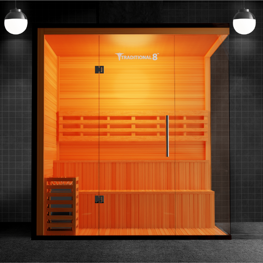 Medical Sauna Traditional 8 Plus Indoor Sauna 3-5 People in an indoor setting.