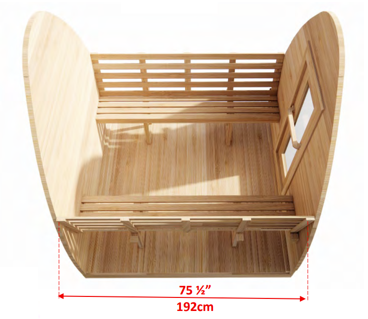 Base view dimensions of MiniPOD Outdoor Sauna.