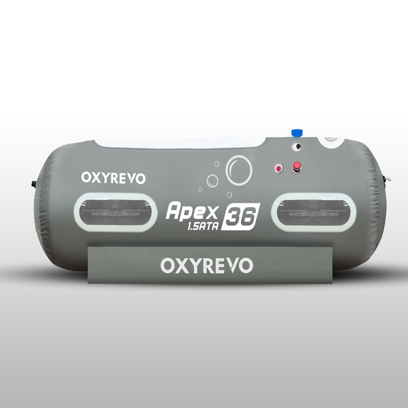 Back view of OxyRevo Apex 36 1.5 ATA Hyperbaric Chamber.