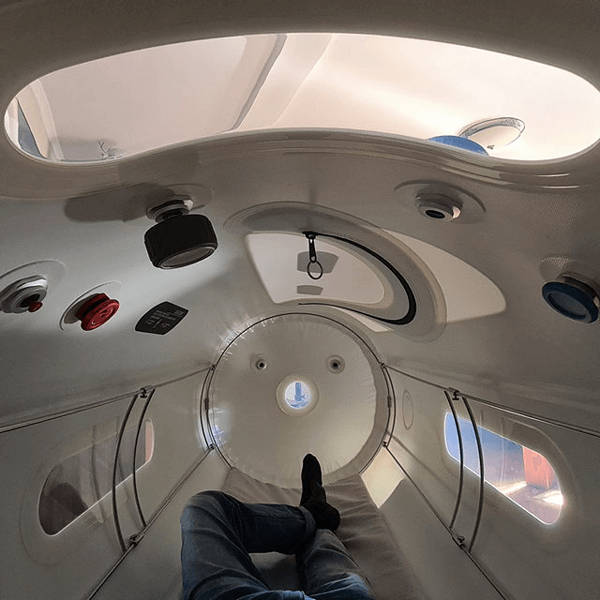 Interior view of OxyRevo Apex 36 1.5 ATA Hyperbaric Chamber.