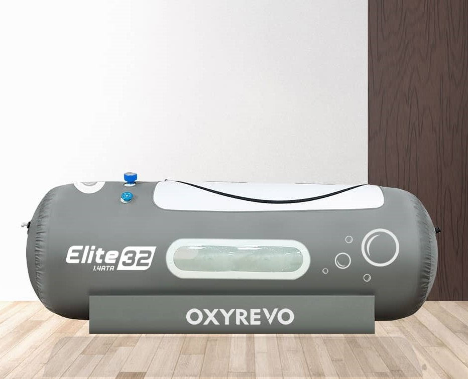 OxyRevo Elite 32 1.4 ATA Hyperbaric Chamber in an indoor setting.