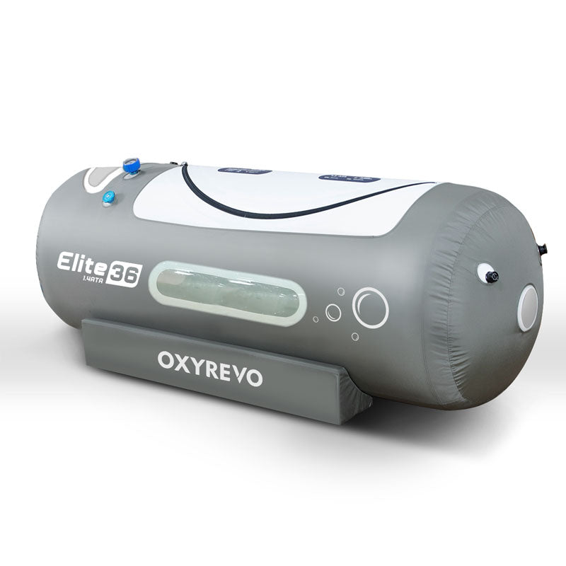 Diagonal view of OxyRevo Elite 36 1.4 ATA Hyperbaric Chamber.