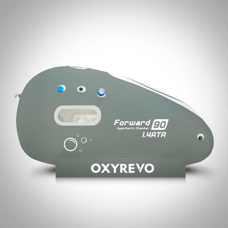 Right side view of OxyRevo Forward 90 1.4 ATA Hyperbaric Chamber.