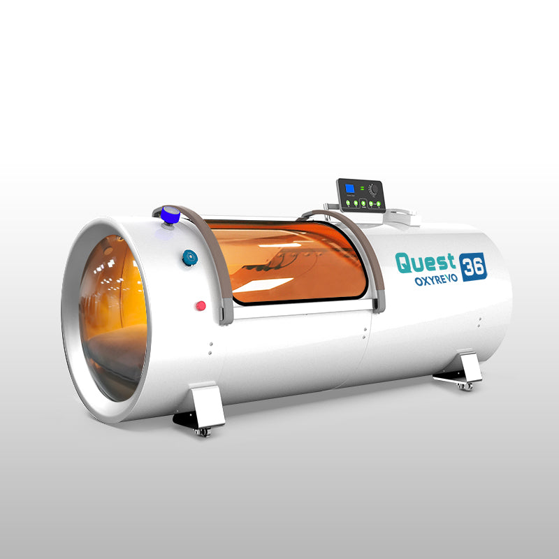 Main view of OxyRevo Quest 36 1.5 ATA Hyperbaric Chamber White version.