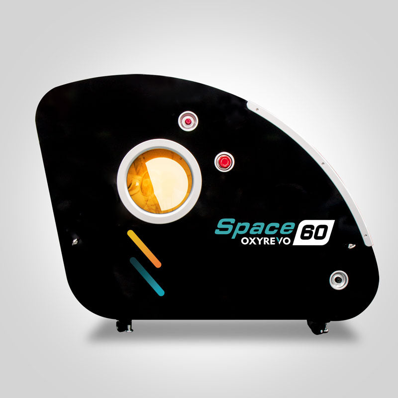 Right side view of OxyRevo Space 60 Hyperbaric Chamber Black chamber version.