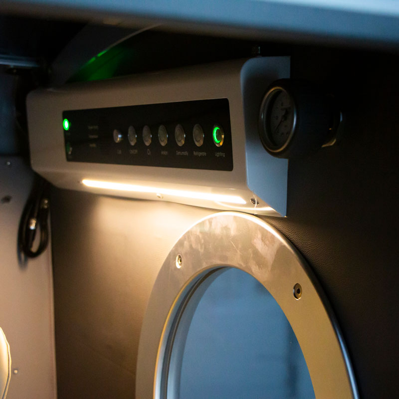 Inside Control Panel of OxyRevo Space 60 Hyperbaric Chamber.