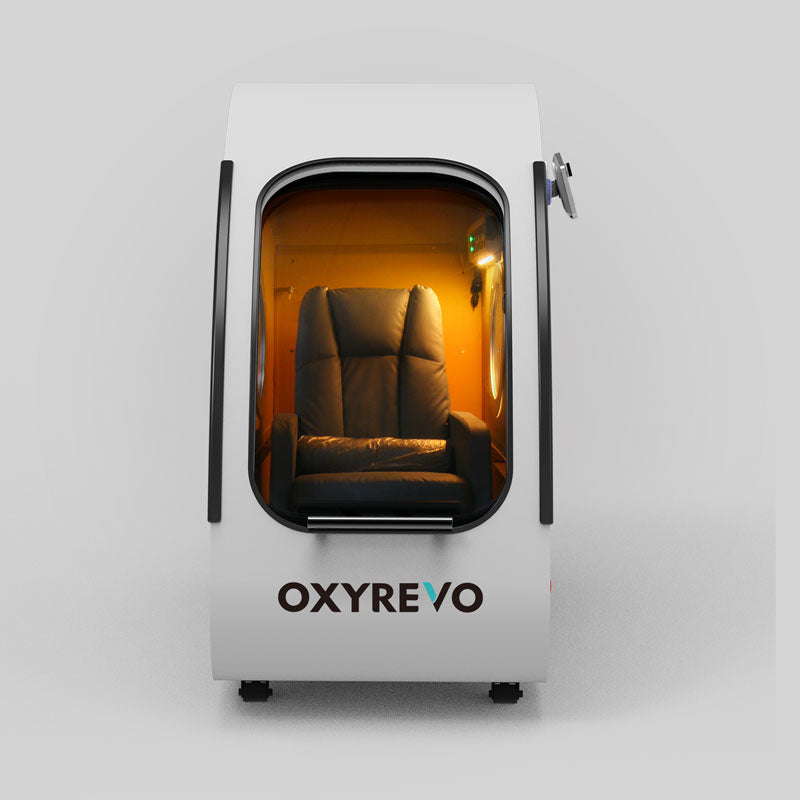 Front view of OxyRevo Space 60 Hyperbaric Chamber White chamber version.