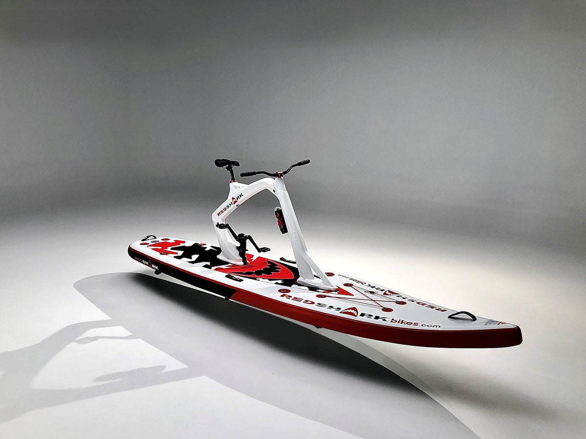 Red Shark Enjoy Bike Surf showcased in a studio setting highlighting its design.