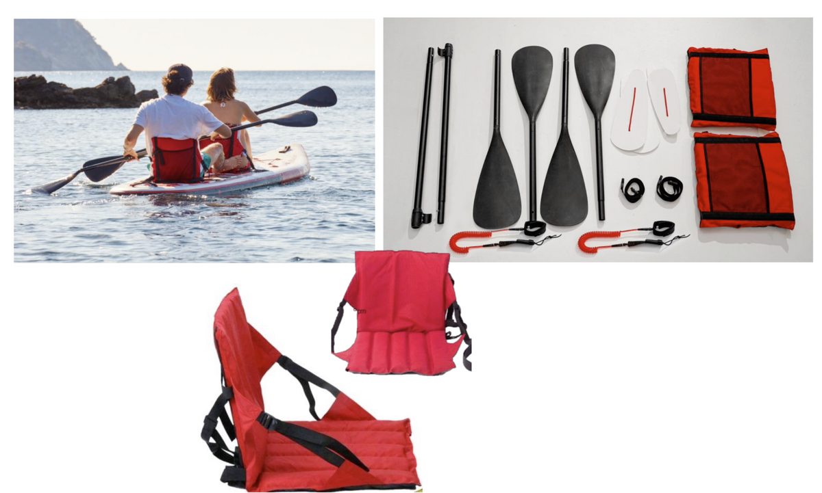 Items included with Red Shark Kayak Surf Kit.