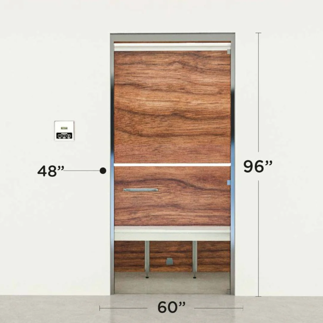 Scandia Advanced Hybrid Steam Room door dimensions.