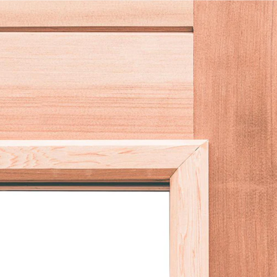 Close-up view of Scandia Cedar Sauna Door.