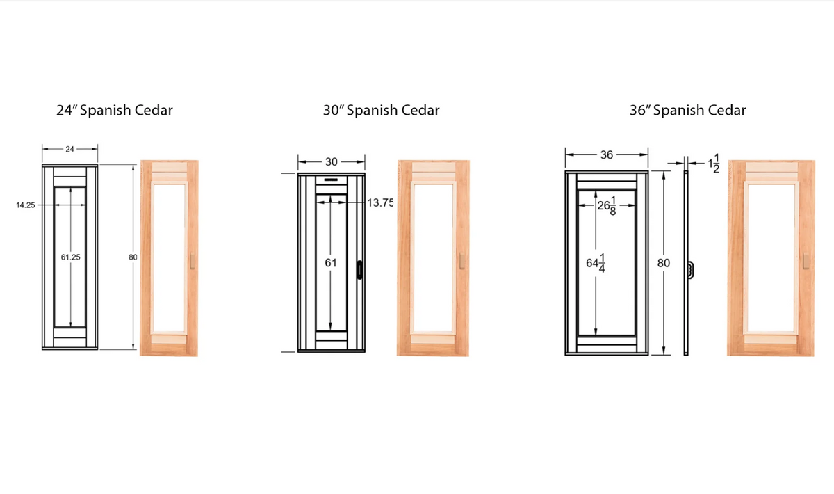 Dimensions of Scandia Cedar Sauna Door.