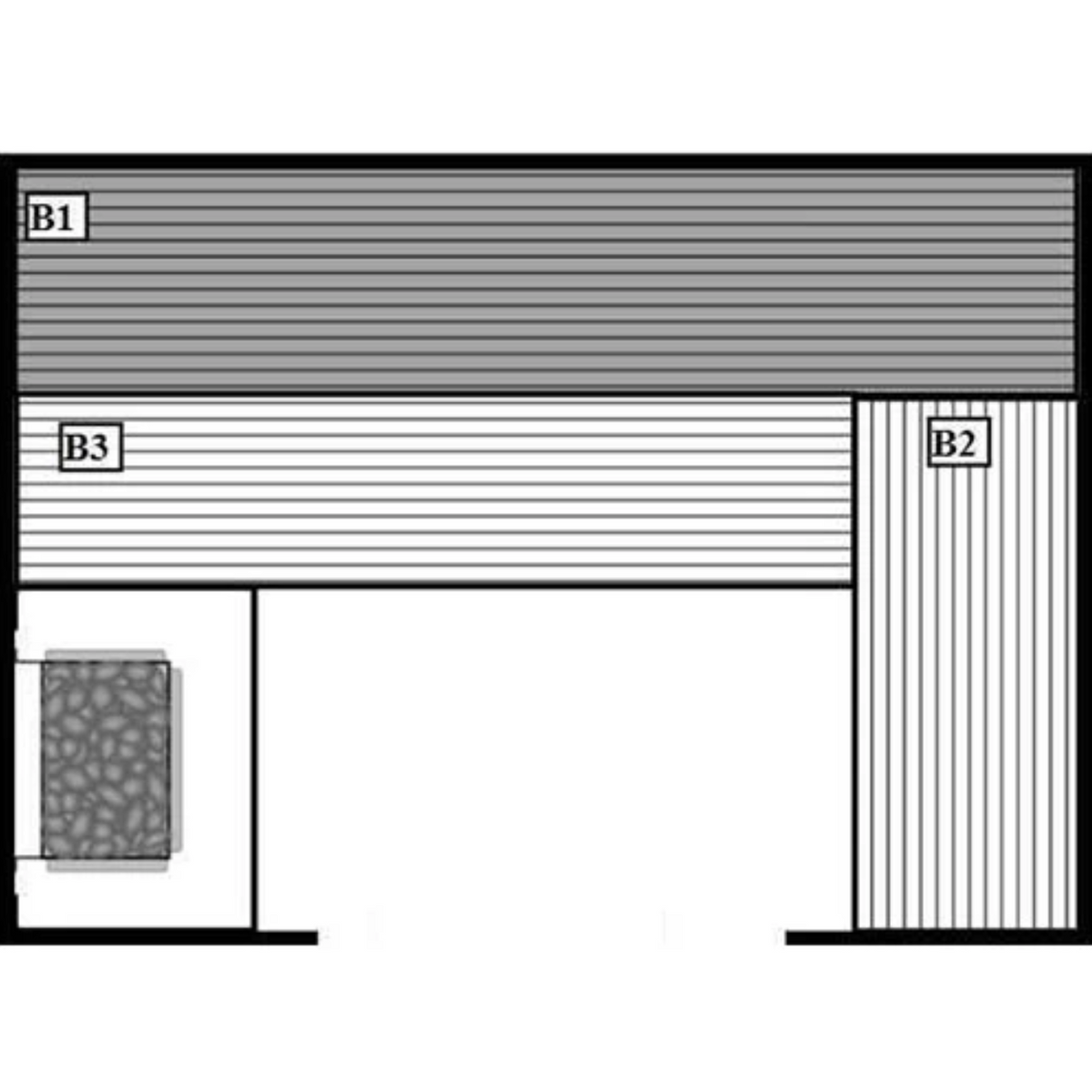 Plan view of Scandia DIY Pre-Cut Sauna.