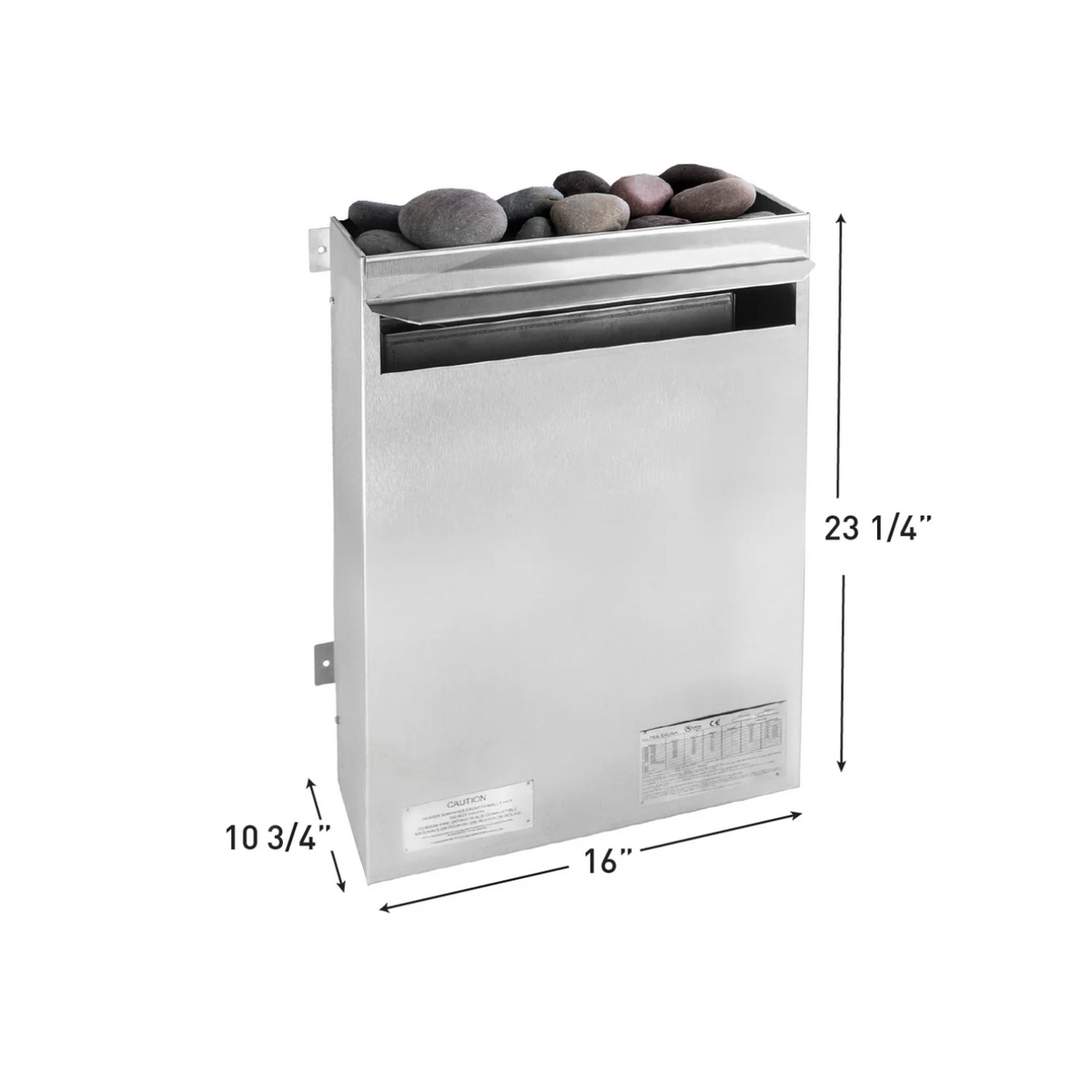 Dimensions of Scandia Electric Ultra Sauna Heater 3.0-4.5kW.