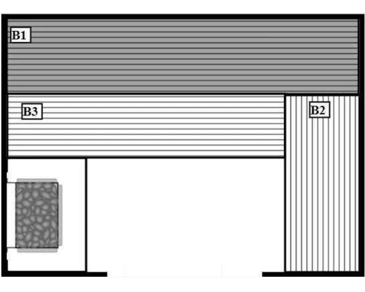 Plan of Scandia Hand Finished Precut Sauna Room.