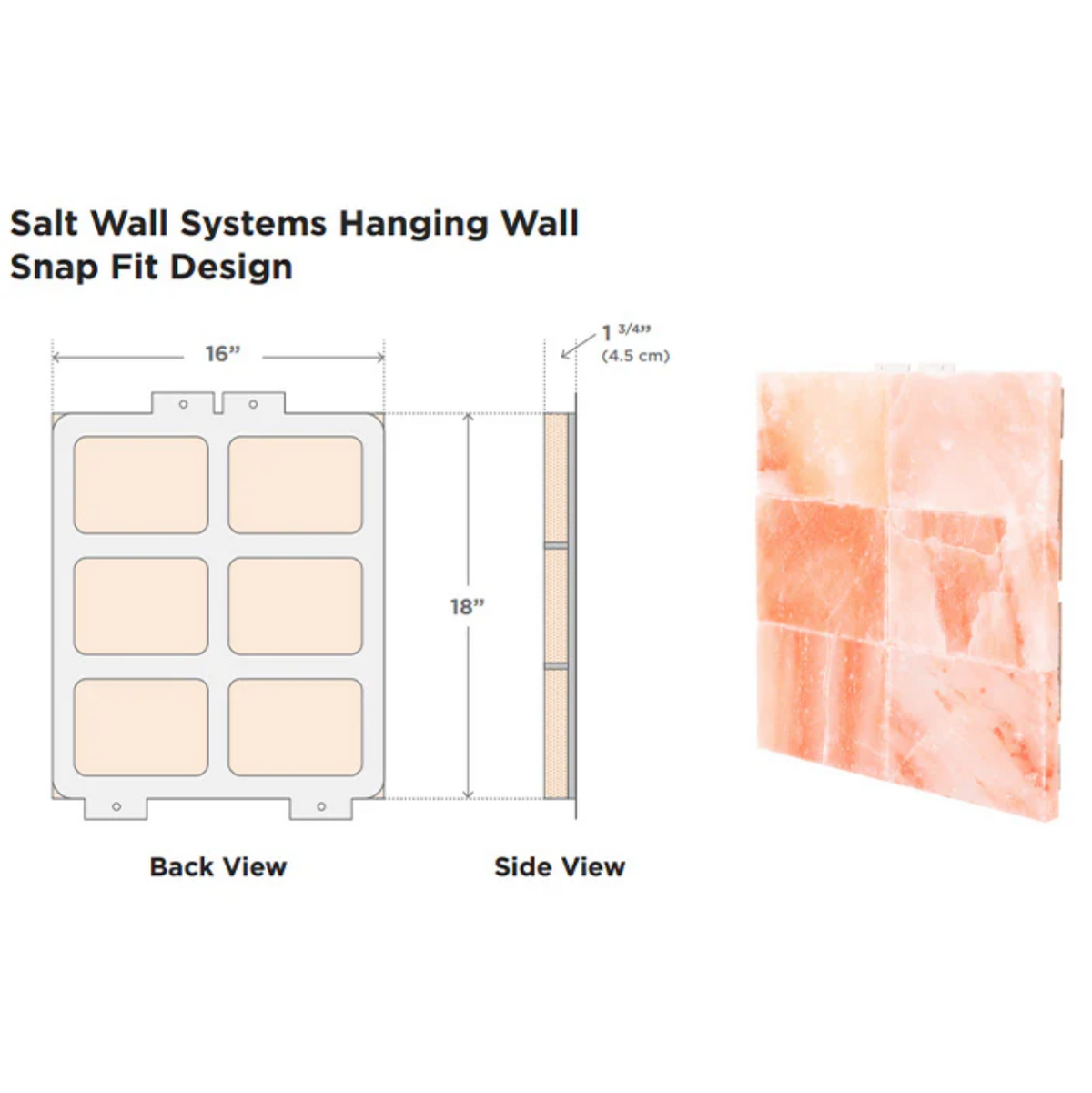 Dimensions of Scandia Himalayan Salt Wall Panels.