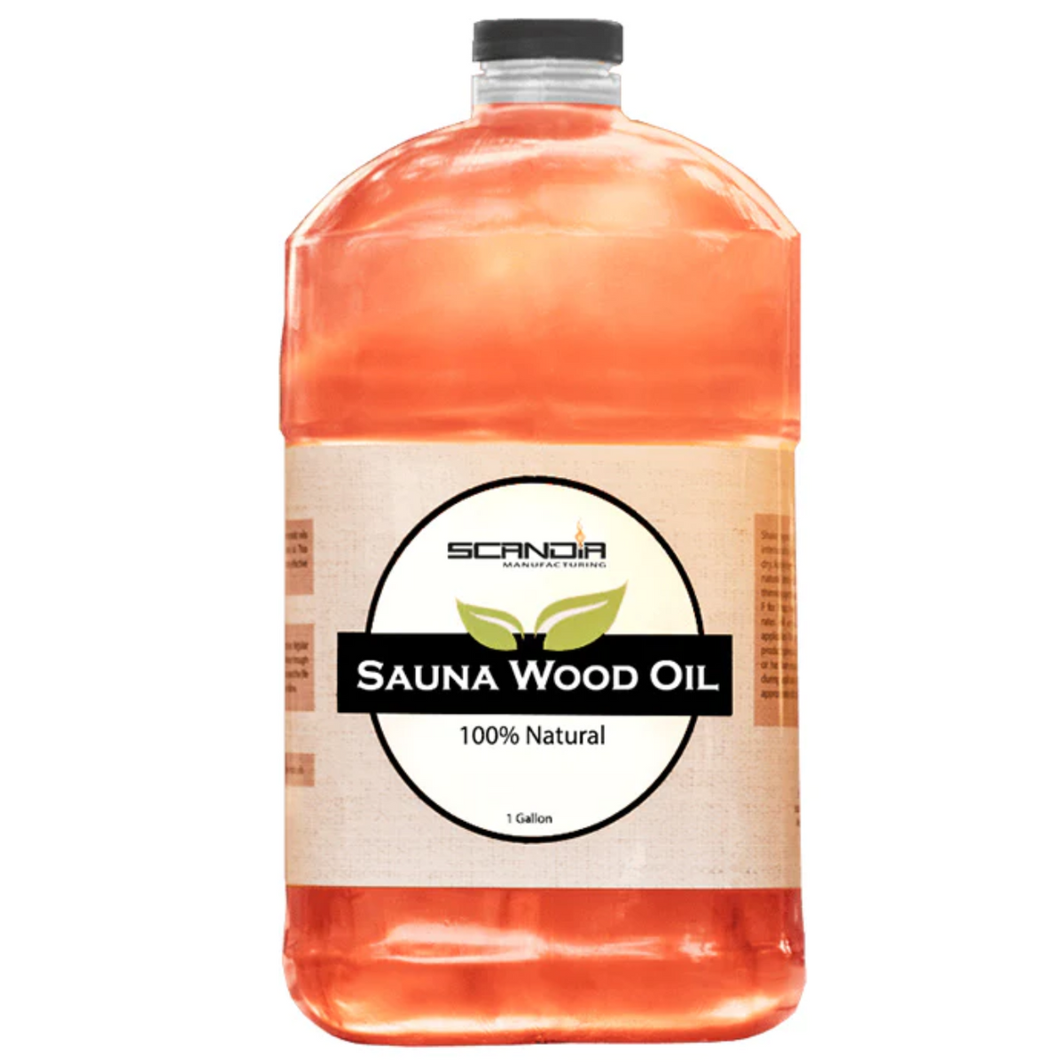 Front view of Scandia Sauna Wood Oil. 100% Natural Ingredients, blended with refined Cedarwood Aroma. 