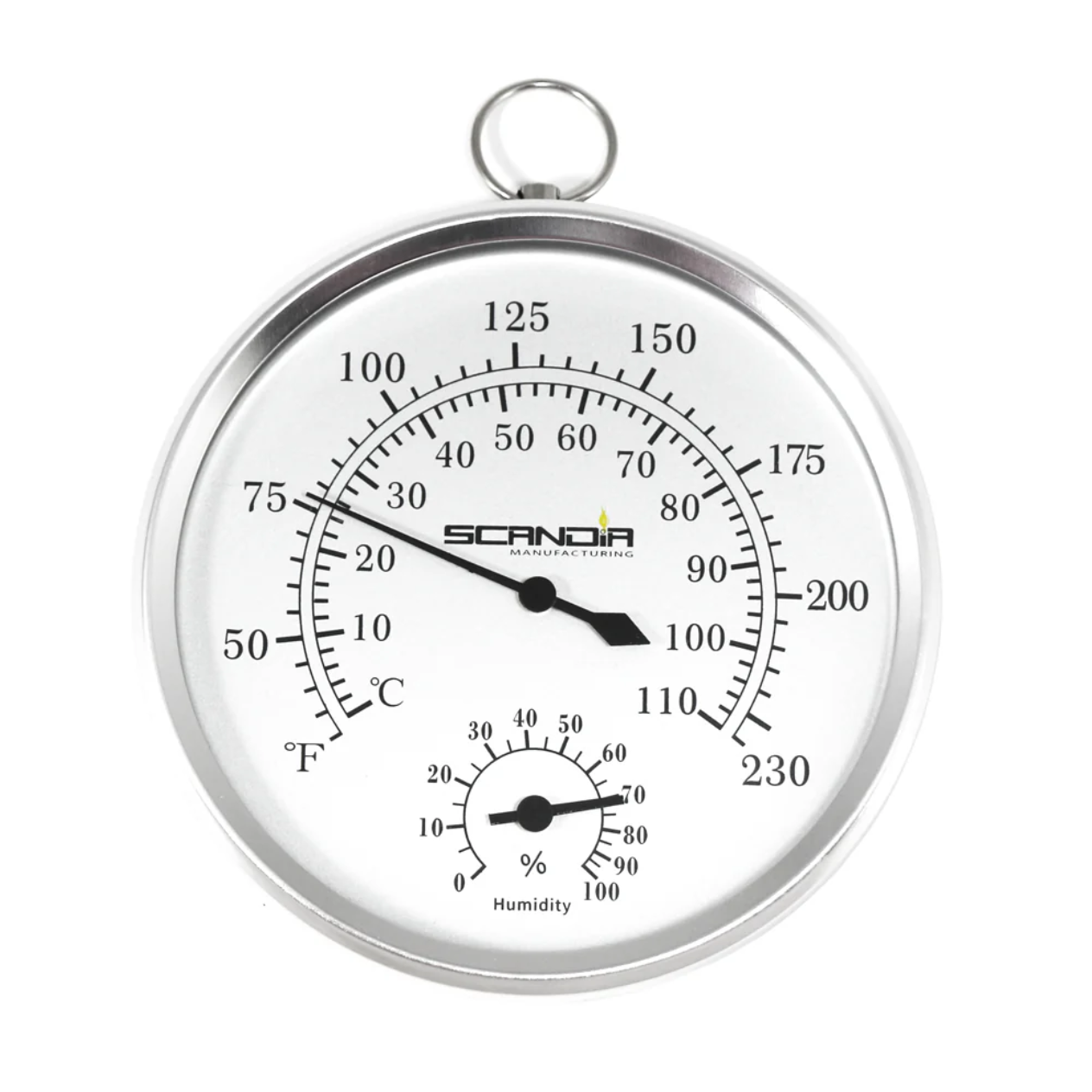 Front view of Scandia Thermometer / Hygrometer.