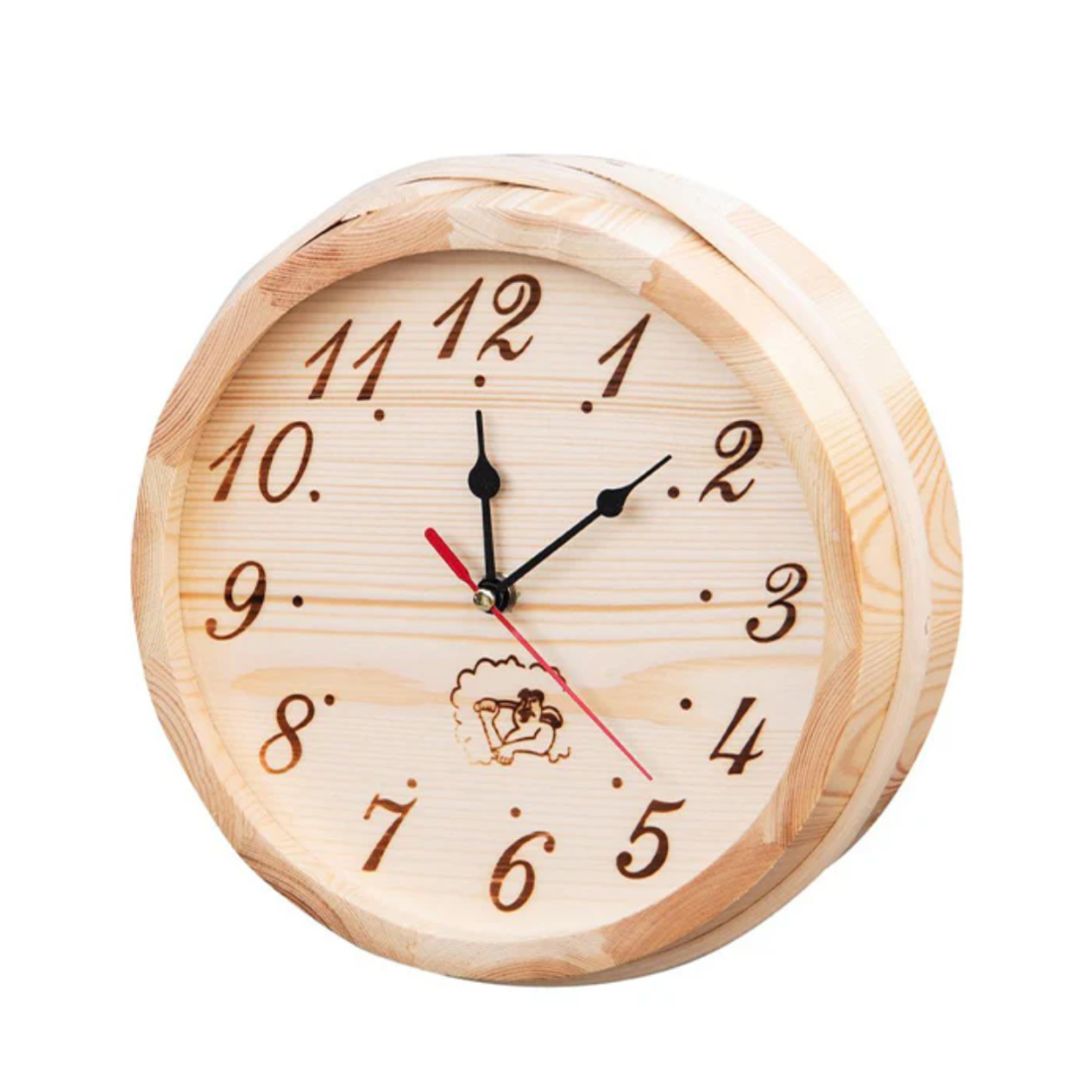 Front view of Scandia Wooden Sauna Clock.