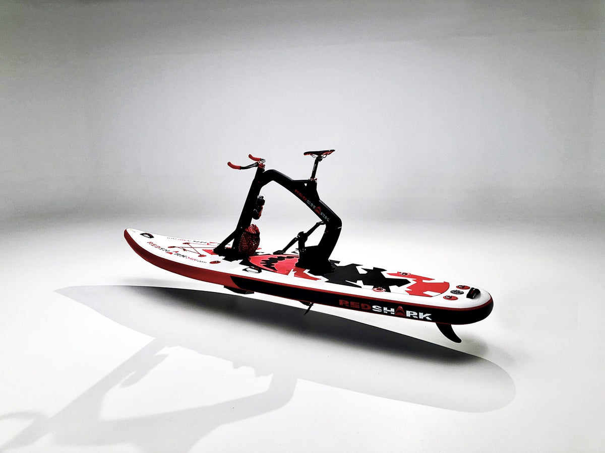 Side studio shot of the sleek Red Shark Fitness Bike Surf showcasing its design and features.