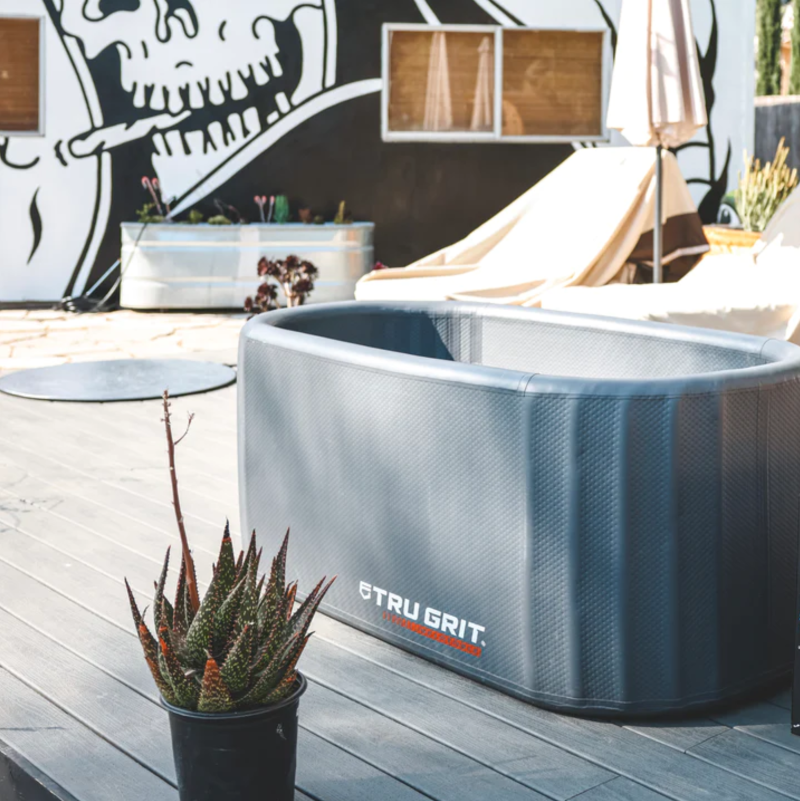 Tru Grit Inflatable Tub in Outdoor Setting.